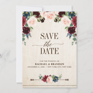 Save The Date Mariage campagnard de Boho Rustique Floral de la m