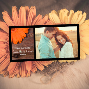 Save The Date Mariage campagnard de marguerite orange rustique E