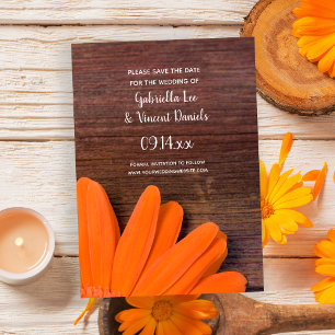 Save The Date Mariage campagnard de marguerite orange rustique E