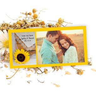 Save The Date Mariage campagnard de tournesol et dentelle Enregi