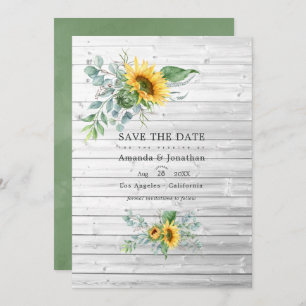 Save The Date Mariage campagnard rustique du tournesol de Boho E