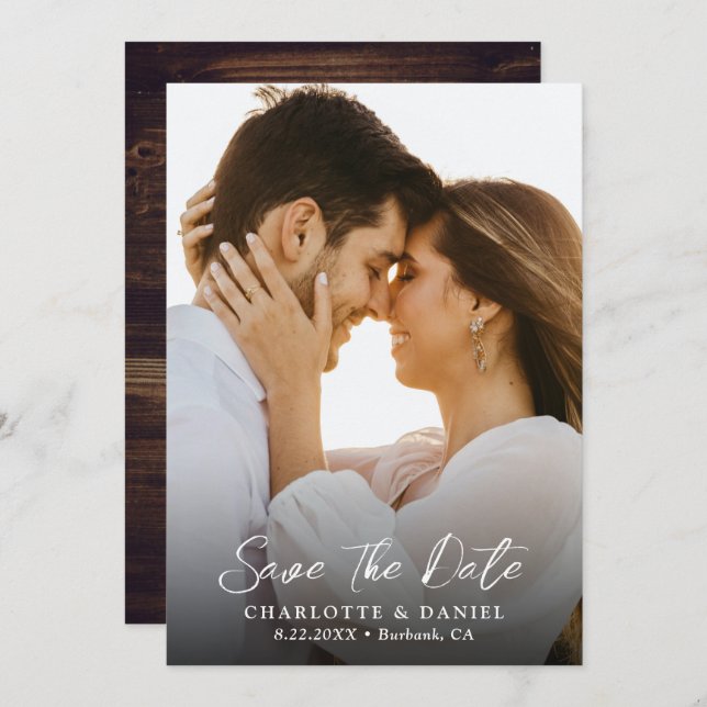 Save The Date Mariage campagnard Rustique Photo Enregistrer la c (Devant / Derrière)