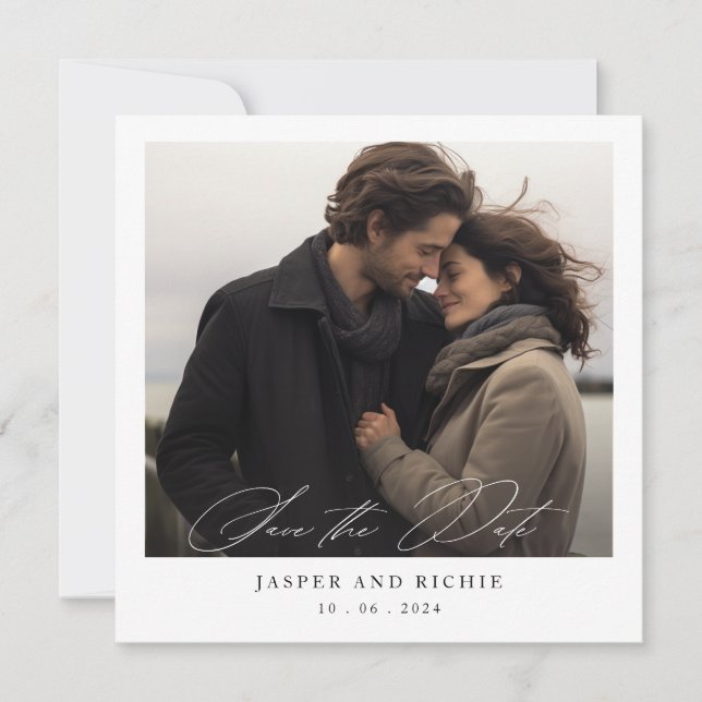 Save The Date Mariage carré photo minimaliste romantique (Devant)