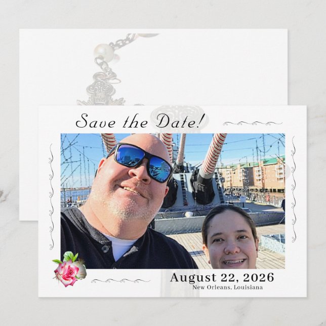 Save The Date Mariage catholique Rose nuptial (Devant / Derrière)
