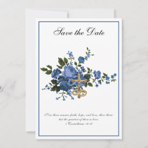 Save The Date Mariage Catholique Roses Bleues Religieuses