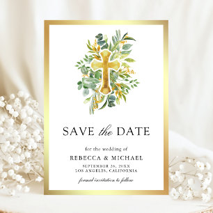 Save The Date Mariage Catholique Vert et Or