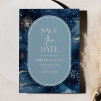 Mariage Céleste Bleu Or Ciel Étoilé Élégant
