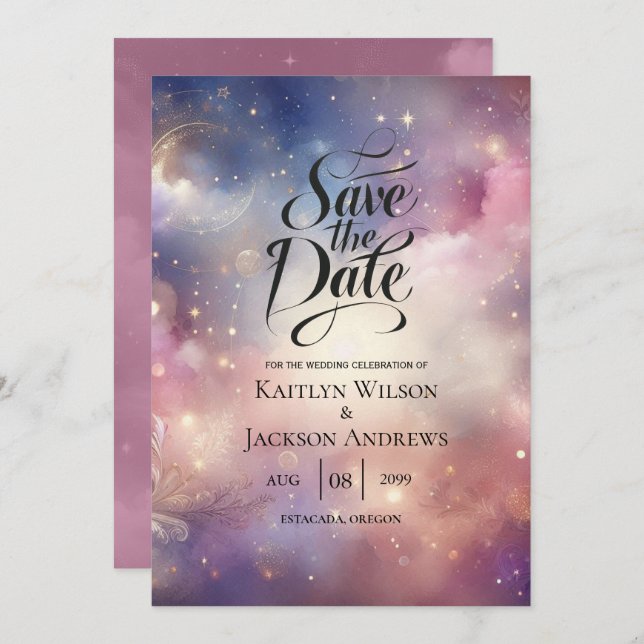 Save The Date Mariage céleste de Stardust (Devant / Derrière)
