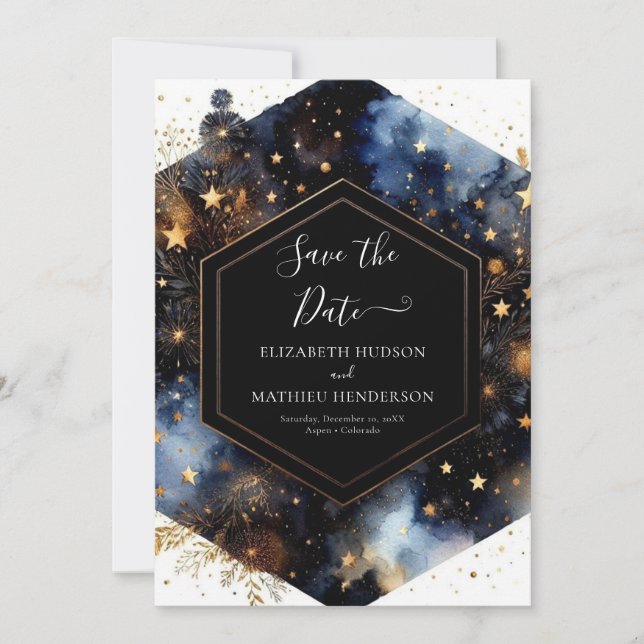 Save The Date Mariage céleste élégant (Devant)
