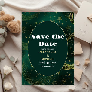 Save The Date Mariage céleste Emerald Green Gold