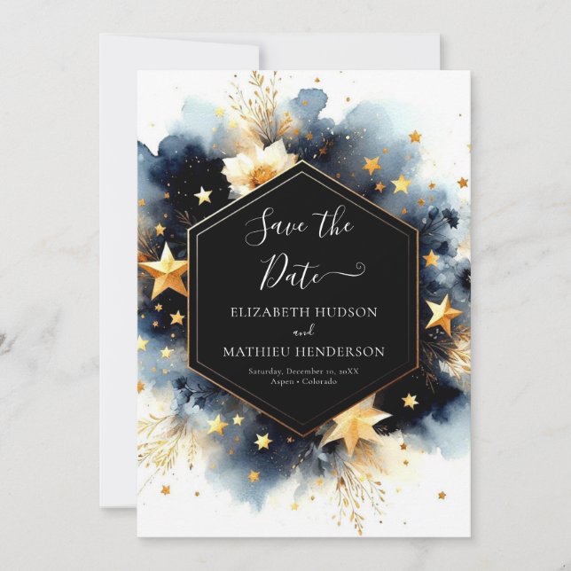 Save The Date Mariage céleste minimal romantique (Devant)