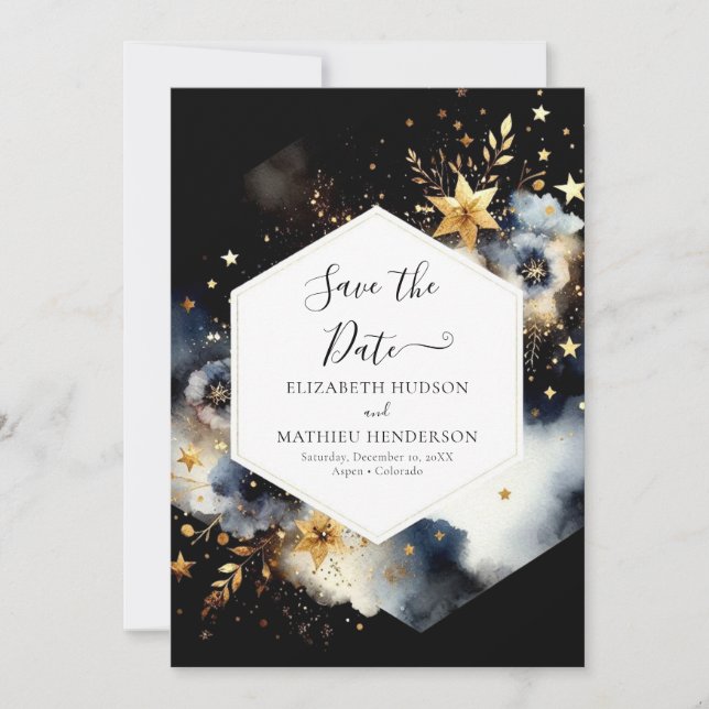Save The Date Mariage céleste numérique minimal (Devant)