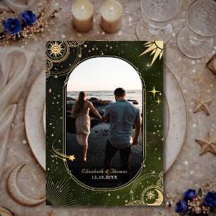 Save The Date Mariage céleste Olive Green Shooting Star