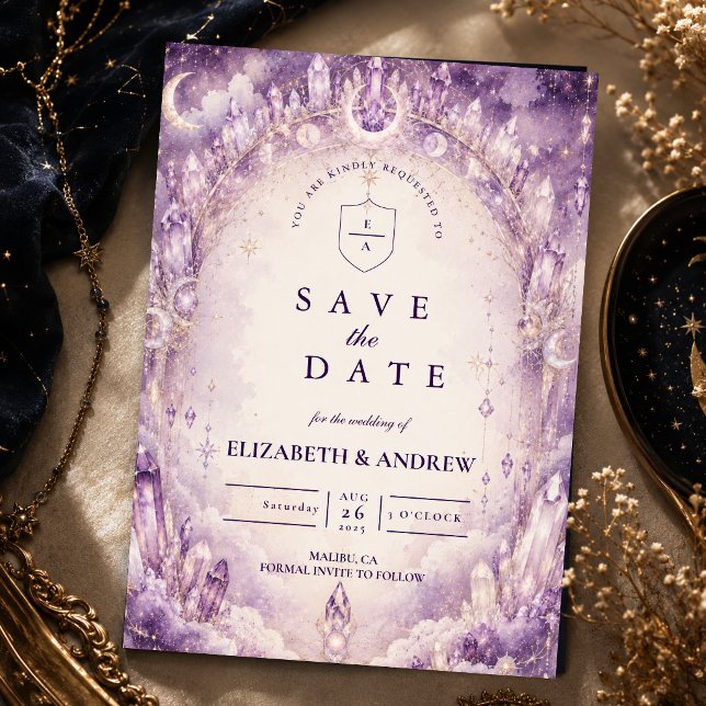 Save The Date Mariage céleste violet éthéré (Créateur téléchargé)