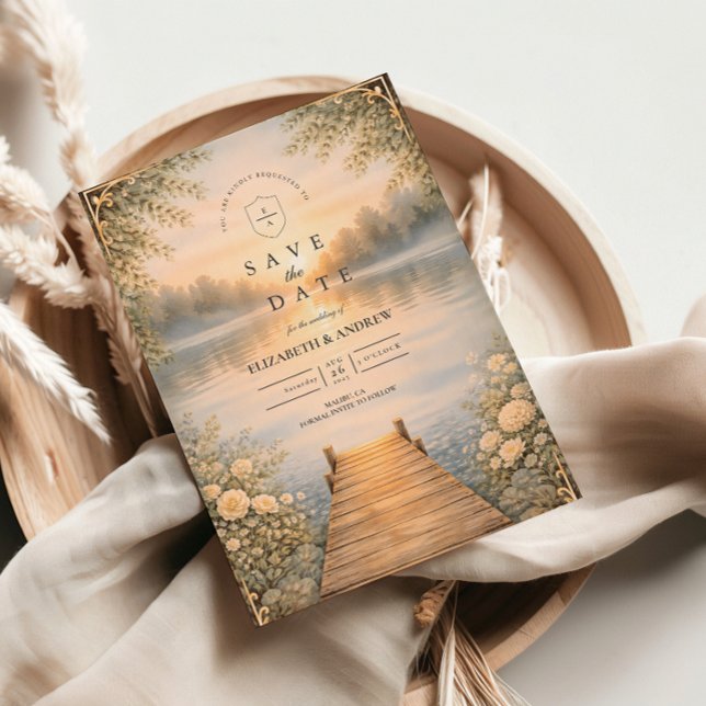 Save The Date Mariage Champêtre au Ponton du Lac Romantique (Créateur téléchargé)