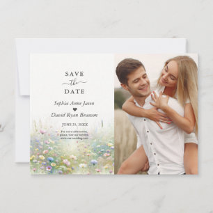 Save The Date Mariage Champêtre de Campagne aux Fleurs Sauvages 
