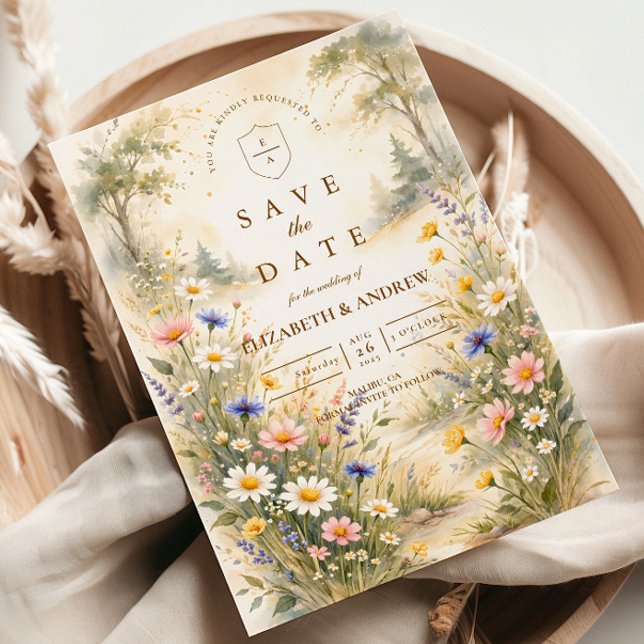 Save The Date Mariage Champêtre de Fleurs Sauvages Romantiques (Créateur téléchargé)