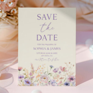 Save The Date Mariage Champêtre de Fleurs Sauvages Roses et Viol
