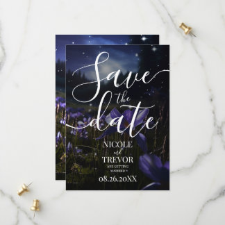 Save The Date Mariage Champêtre Fleurs Sauvages Violettes Person