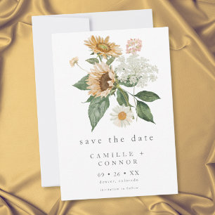 Save The Date Mariage Champêtre Floral Tournesol Fleur Sauvage