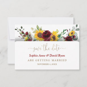 Save The Date Mariage Charmant aux Tournesols Floraux de Bourgog
