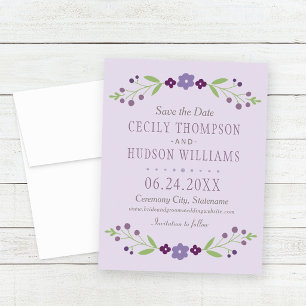 Save The Date Mariage Charmant Guirlande Florale de Lavande
