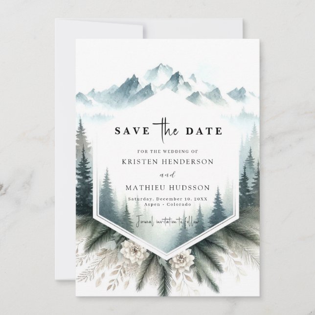 Save The Date Mariage Chic Pine Mountain (Devant)
