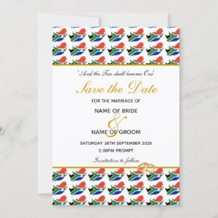 Save The Date Mariage chrétien de l'AFRIQUE DU SUD Célébration s