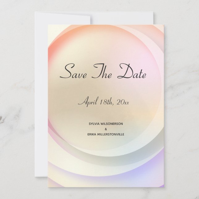 Save The Date Mariage circulaire Rainbow Pastel doux (Devant)