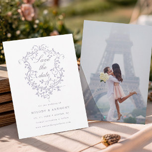 Save The Date Mariage classique avec crête florale de lavande fr