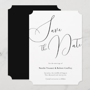 Save The Date Mariage classique de calligraphie noire
