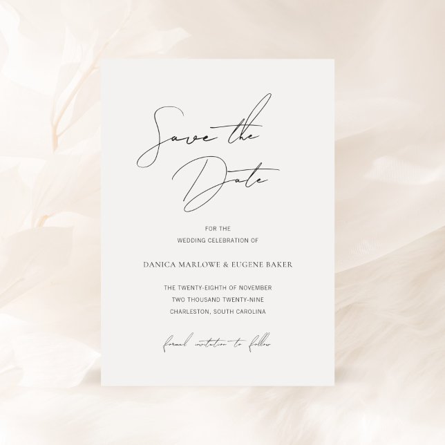 Save The Date Mariage classique noir et blanc élégant (Créateur téléchargé)