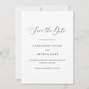 Save The Date Mariage classique simple non photo élégant