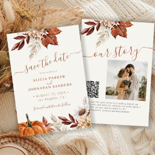 Save The Date Mariage code QR floral terracotta moderne rustique