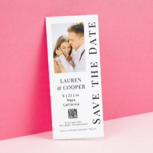 Save The Date Mariage Code QR Photo Noir Blanc Moderne