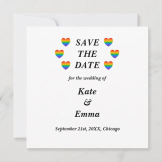 Save The Date Mariage Cœur Arc-en-ciel LGBTQ Gai Lesbienne