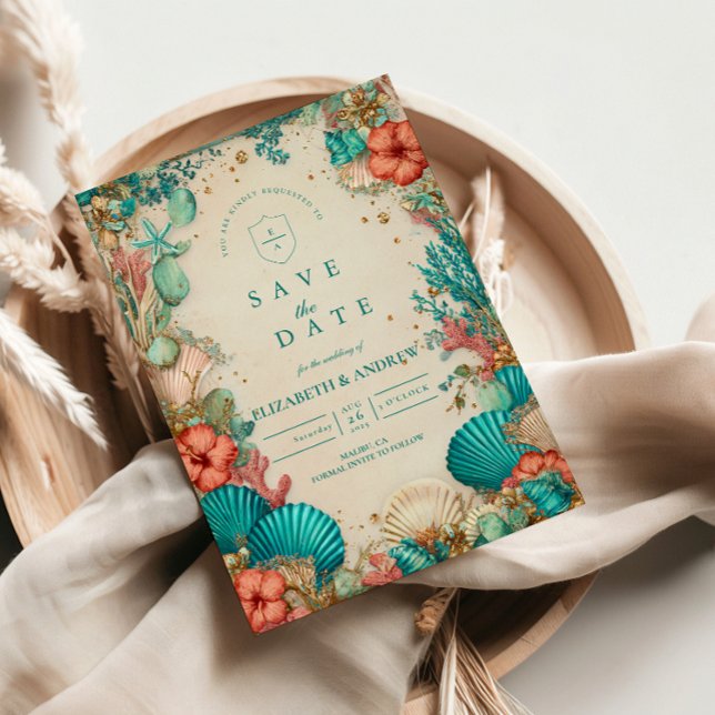 Save The Date Mariage Coquillages Côtiers (Créateur téléchargé)