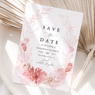 Save The Date Mariage Coquillages de Mer Côtière de Blush Beach