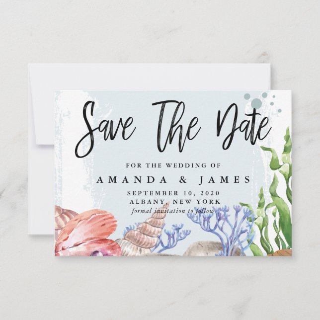 Save The Date Mariage côtier aquarelle (Devant)