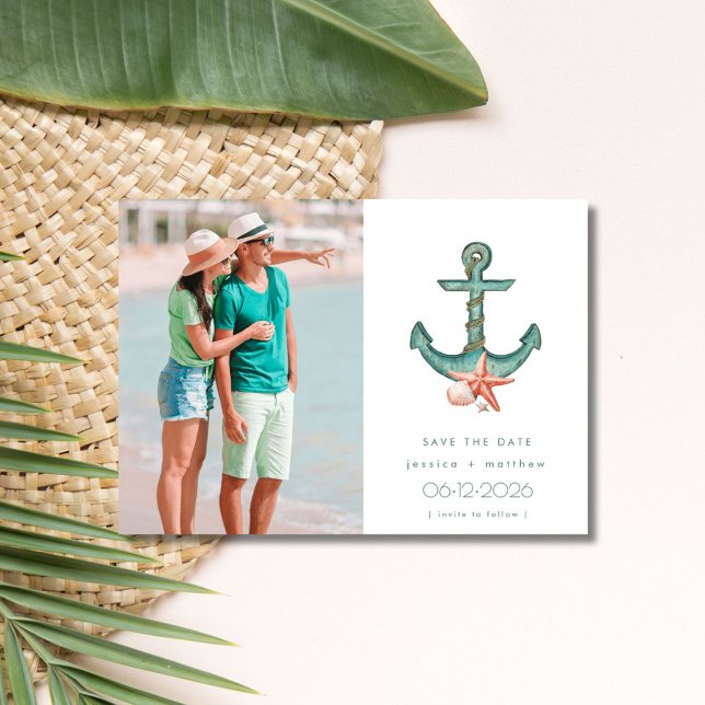 Save The Date Mariage côtier Photo Enregistrer la date (Coastal Wedding Photo Save the Date)