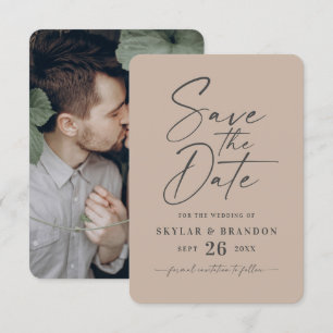 Save The Date Mariage couleur beige de couleur uni minimal
