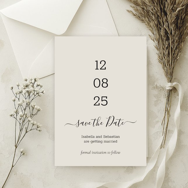 Save The Date Mariage Cream Enregistrer l'invitation Date Neutre (Créateur téléchargé)