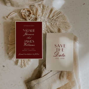 Save The Date Mariage Crème de Bourgogne Classeux Vieil Argent