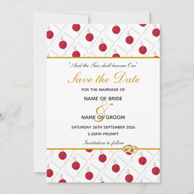 Save The Date Mariage Customisé JAPON FLAG (Devant)