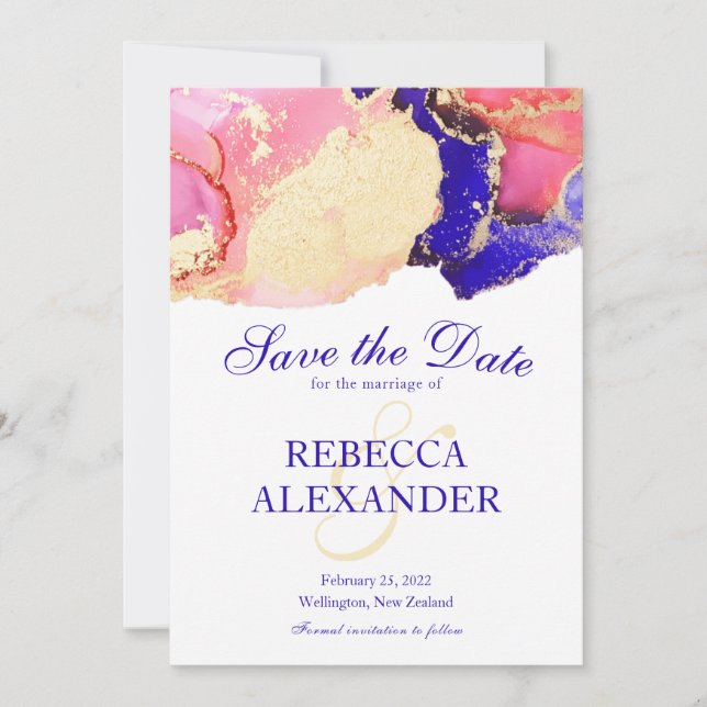 Save The Date Mariage d'âge violet or (Devant)
