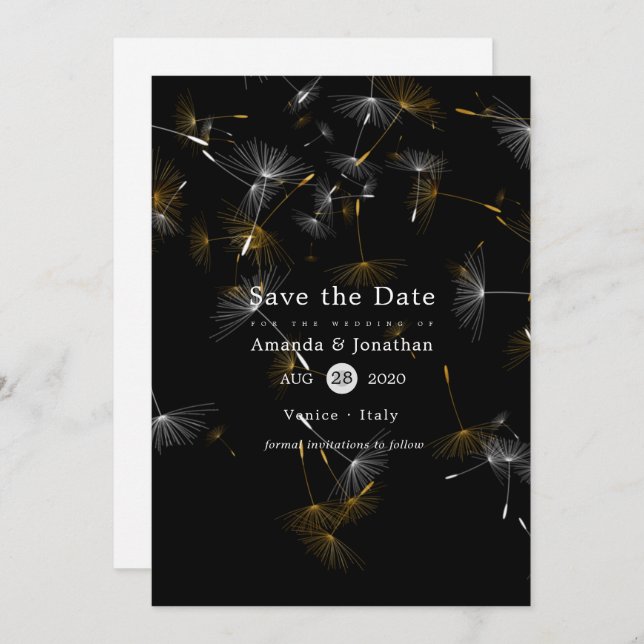 Save The Date Mariage Dandelion Confetti (Devant / Derrière)