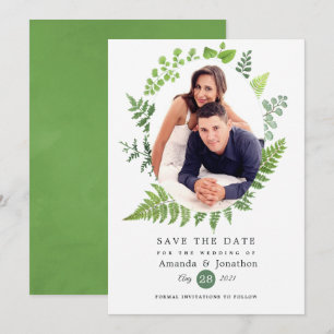 Save The Date Mariage dans la verdure de la forêt boisée