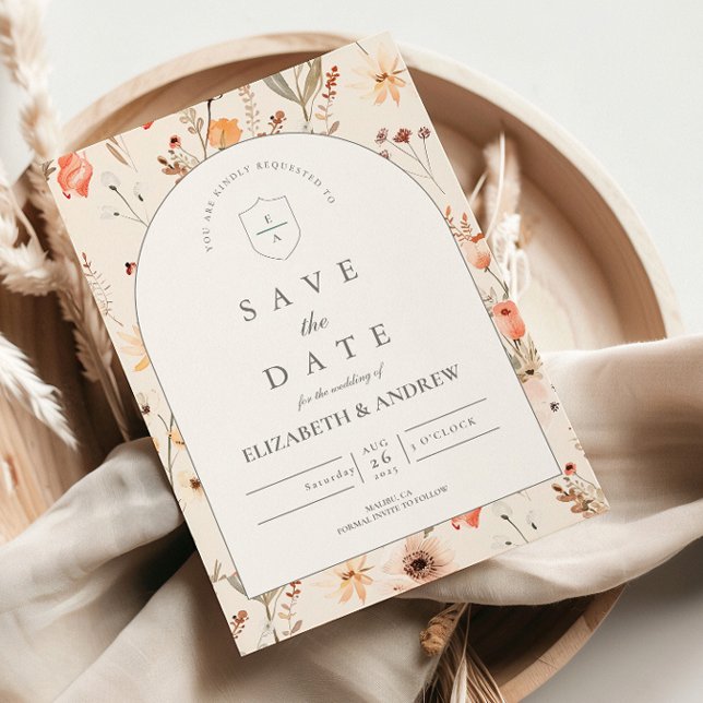 Save The Date Mariage dans un jardin de fleurs sauvages délicate (Créateur téléchargé)