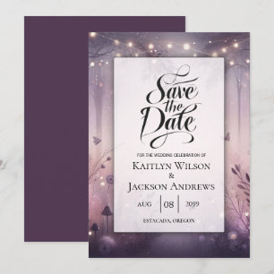 Save The Date Mariage dans une forêt de lumières féeriques éthér