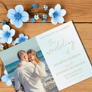Save The Date Mariage d'aquarelle bleu